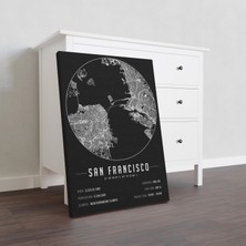 Mini Street Map San Francisco 50 x 70 cm Şehir Haritası Kanvas Tablo
