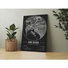 Mini Street Map San Diego 50 x 70 cm Şehir Haritası Kanvas Tablo