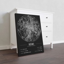 Mini Street Map Roma 50 x 70 cm Şehir Haritası Kanvas Tablo