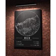Mini Street Map Rize 50 x 70 cm Şehir Haritası Kanvas Tablo