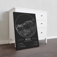 Mini Street Map Rize 50 x 70 cm Şehir Haritası Kanvas Tablo