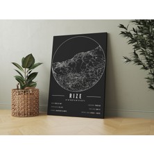 Mini Street Map Rize 50 x 70 cm Şehir Haritası Kanvas Tablo