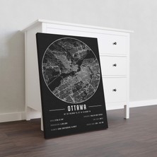 Mini Street Map Ottawa 50 x 70 cm Şehir Haritası Kanvas Tablo