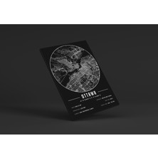 Mini Street Map Ottawa 50 x 70 cm Şehir Haritası Kanvas Tablo