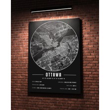 Mini Street Map Ottawa 50 x 70 cm Şehir Haritası Kanvas Tablo