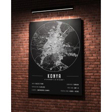 Mini Street Map Konya 50 x 70 cm Şehir Haritası Kanvas Tablo