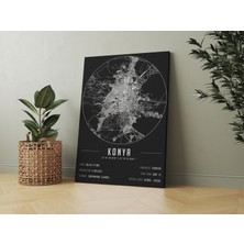 Mini Street Map Konya 50 x 70 cm Şehir Haritası Kanvas Tablo
