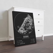Mini Street Map Dubai 50 x 70 cm Şehir Haritası Kanvas Tablo