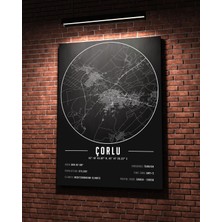 Mini Street Map Çorlu 50 x 70 cm Şehir Haritası Kanvas Tablo