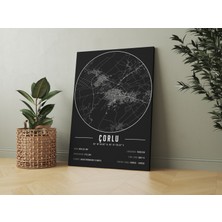Mini Street Map Çorlu 50 x 70 cm Şehir Haritası Kanvas Tablo