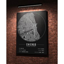 Mini Street Map Chicago 50 x 70 cm Şehir Haritası Kanvas Tablo