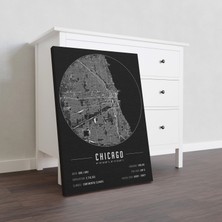 Mini Street Map Chicago 50 x 70 cm Şehir Haritası Kanvas Tablo