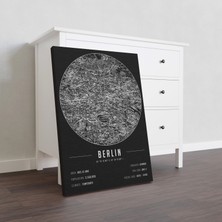 Mini Street Map Berlin 50 x 70 cm Şehir Haritası Kanvas Tablo