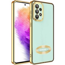 MTK Moveteck Samsung Galaxy A33 Kılıf Kamera Lens Korumalı Yazı ve Logo Gösterir Parlak Halkalı Şeffaf