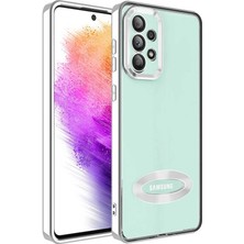 MTK Moveteck Samsung Galaxy A33 Kılıf Kamera Lens Korumalı Yazı ve Logo Gösterir Parlak Halkalı Şeffaf