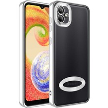 MTK Moveteck Samsung Galaxy A03 Kılıf Kamera Lens Korumalı Yazı ve Logo Gösterir Parlak Halkalı Şeffaf