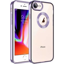 MTK Moveteck Apple iPhone 7 / 8 Uyumlu Kılıf Kamera Lens Korumalı Logo Gösterir Parlak Halkalı Arkası Şeffaf