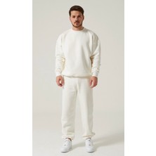 Amor Man Yuvarlak Yaka Baskısız Düz Renk 3 Iplik %100 Pamuk Oversize Erkek Eşofman Takımı