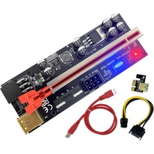 Gorgeous Adet VER009 Plus Sata Kart Adaptörü ile LED Işık 8 Katı Kapasitörler Pcıe 1x Ila 16X Pcıe Yükseltici Kart USB 3.0 Kablosu (Yurt Dışından)