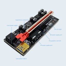 Gorgeous Adet VER009 Plus Sata Kart Adaptörü ile LED Işık 8 Katı Kapasitörler Pcıe 1x Ila 16X Pcıe Yükseltici Kart USB 3.0 Kablosu (Yurt Dışından)