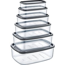 Homprime 6 Lı Dikdörtgen Sweet Şeffaf Saklama Kabı Seti 300 ML-500 ml 800 ml 1200 ml 1900 ml 2900 ml