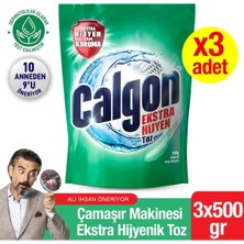 Calgon Ekstra Hijyen Çamaşır Makinesi Kireç Önleyici ve Temizleyici Antibakteriyel Toz 3X500 gr