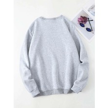 Kadın Gri Gül Freedom Bisiklet Yaka Sweatshirt