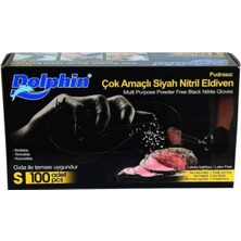 Dolphin Çok Amaçlı Pudrasız Siyah Nitril Eldiven (S) Beden