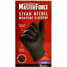 Masterforce Master Force Balık Sırtı Nitril Eldiven (L Beden) 50'li Siyah