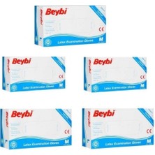 Beybi  Eldiven M Pudralı Lateks 100'lü Paket x 5 Paket Beyb