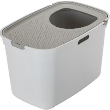 Moderna Top Cat Üstten Girişli Kapalı Kedi Tuvaleti 59 cm Beyaz/Gri