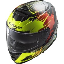 LS2 Motosiklet Kaskı Storm Drop Siyah Sarı Kırmızı Kask Kapalı Motosiklet Kask