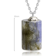 Sertifikalı Doğal Labradorit Taşı Doğal Taş Kolye Küpe Seti