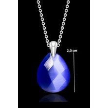 Tesbih Atölyesi Sertifikalı Fasetli Mavi Akik Taşı Kolye - Aaa Kalite