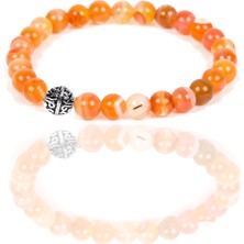 Tesbih Atölyesi Sertifikalı Gümüş Aparatlı Turuncu Akik Taşı Bileklik