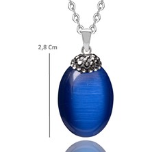 Tesbih Atölyesi Sertifikalı Saks Mavisi Akik Doğal Taş Kolye