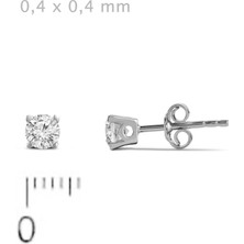 Nilvera Kuyumculuk 14 Ayar Beyaz Altın Tektaş Küpe