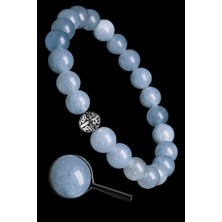 Tesbih Atölyesi Sertifikalı Gerçek Akuamarin Taşı Bileklik 8mm - Gümüş Aparatlı