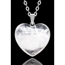 Tesbih Atölyesi Sertifikalı Kalp Şekilli Doğal Kristal Kuvars Taşı Kolye