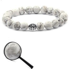 Tesbih Atölyesi Sertifikalı  Gerçek Havlit Taşı Bileklik (Gümüş Aparatlı)