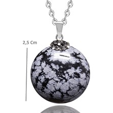 Tesbih Atölyesi Sertifikalı Zirkon Taşlı Karlı Obsidyen Doğal Taş Kolye