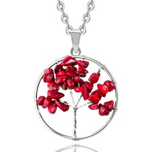 Tesbih Atölyesi Sertifikalı Doğal Kırmızı Mercan Taşı Hayat Ağacı Kolye