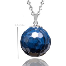 Tesbih Atölyesi Sertifikalı Fasetli Mavi Akik Taşlı Doğal Taş Kolye