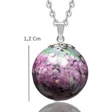 Tesbih Atölyesi Sertifikalı Fasetli Ruby Yakutlu Zoisite (Anyolit) Doğal Taş Kolye
