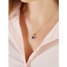 Nilvera Kuyumculuk 14 Ayar Altın Safir Taşlı Anturaj Kolye