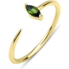 Kairos Jewelry 14 Ayar Altın Yeşil Turmalin Açık Yüzük KRS072-T14GR16