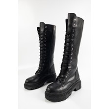 Aktaş Ayakkabı Kadın Siyah Içi Yumuşak Su Geçirmez Fermuarlı Çizme