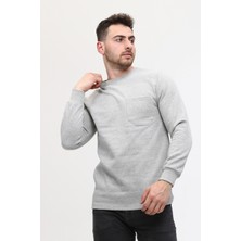 Mualta-Bisiklet Yaka Gri 20/10 Iki Iplik Kışlık Iş Sweatshirt