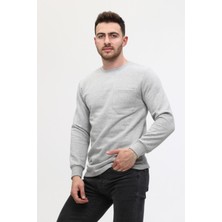 Mualta-Bisiklet Yaka Gri 20/10 Iki Iplik Kışlık Iş Sweatshirt