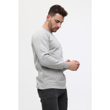 Mualta-Bisiklet Yaka Gri 20/10 Iki Iplik Kışlık Iş Sweatshirt